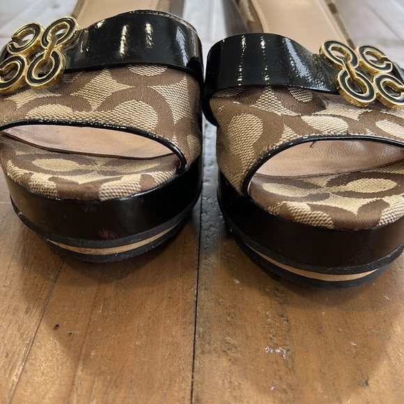 Coach Geri brown platform wedge sandals - Picture 3 of 12